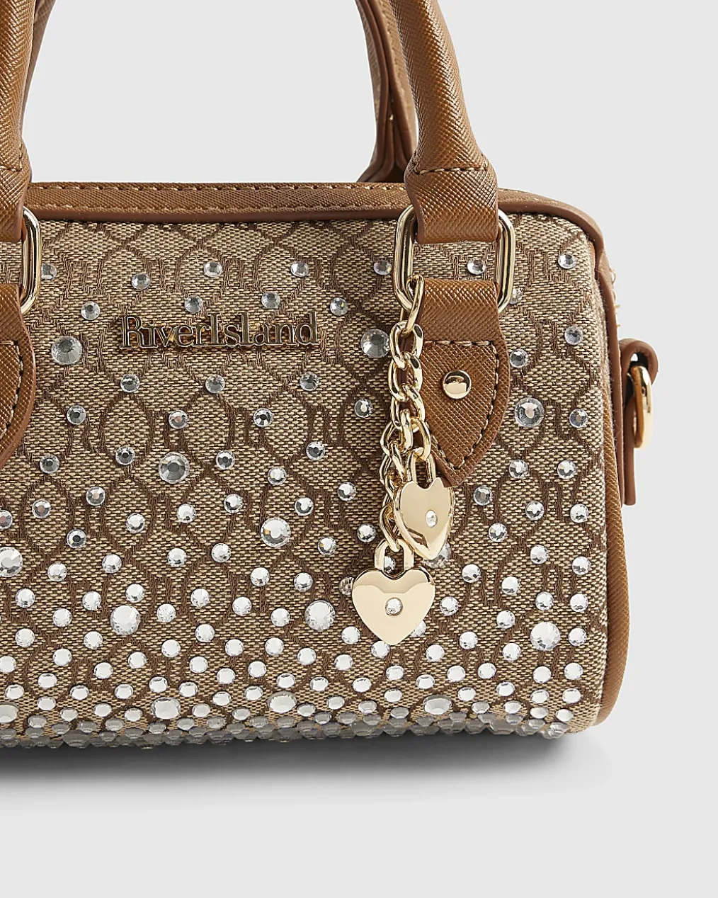Beige Monogram Mini Diamante Bowler Bag