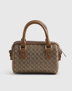 Beige Monogram Mini Diamante Bowler Bag
