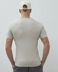 Beige Muscle Fit Cotton Stretch T-Shirt