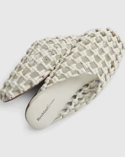 Beige Open Weave Mule Sandals