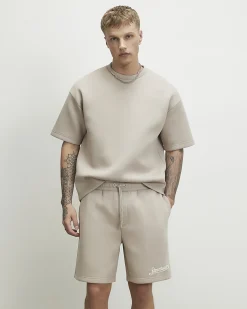 Beige Oversized Fit Cotton Crew Neck T-Shirt