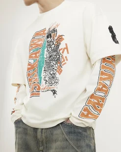 Beige Oversized Fit Layered T-Shirt