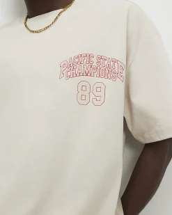 Beige Oversized Fit Varsity Prolific T-Shirt