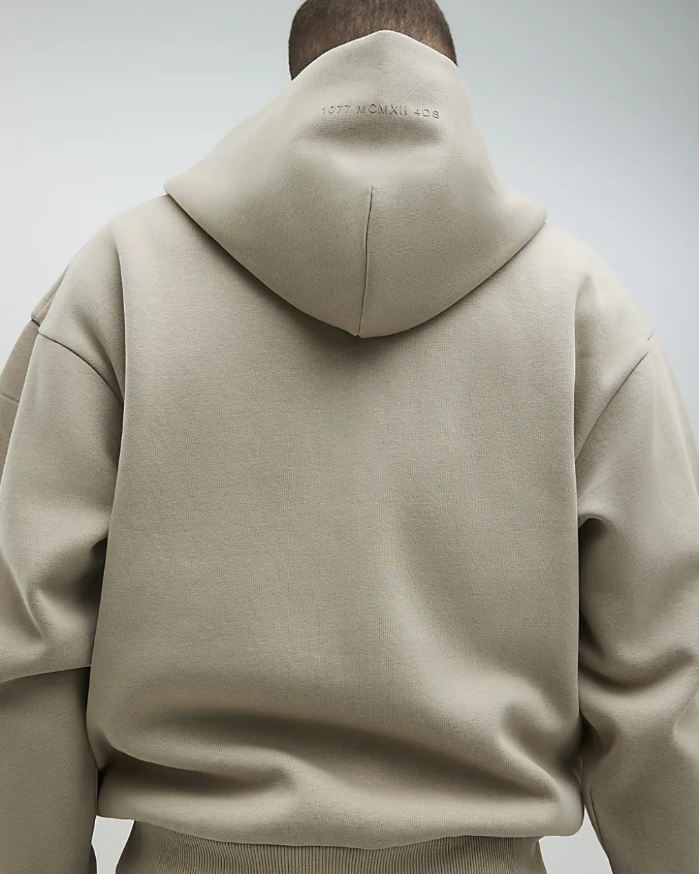 Beige Oversized Fit Zip Through Hoodie