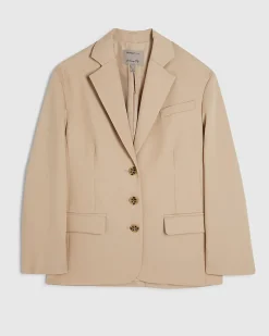 Beige Oversized Long Sleeve Blazer