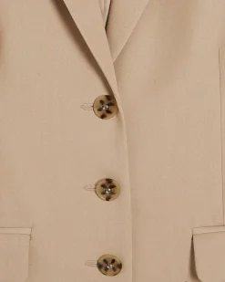 Beige Oversized Long Sleeve Blazer