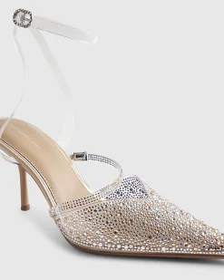 Beige Perspex Embellished Court Heels