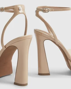 Beige Perspex Platform Heeled Sandals