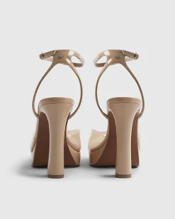 Beige Perspex Platform Heeled Sandals