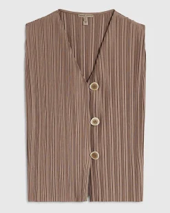 Beige Plisse Waistcoat