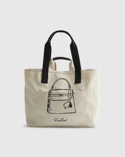 Beige Pocket Front Canvas Tote Bag