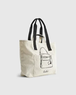 Beige Pocket Front Canvas Tote Bag
