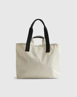 Beige Pocket Front Canvas Tote Bag