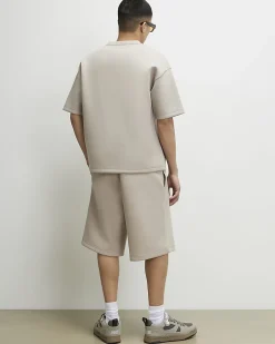 Beige Premium Drawstring Bermuda Shorts