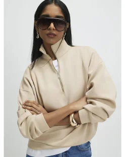 Beige Premium Half Zip Sweatshirt