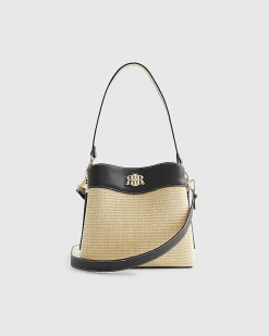 Beige Raffia Bucket Bag