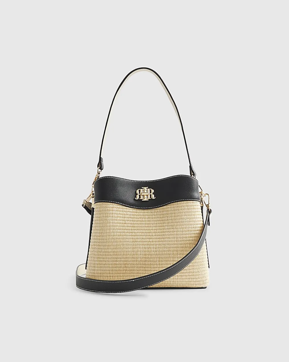 Beige Raffia Bucket Bag