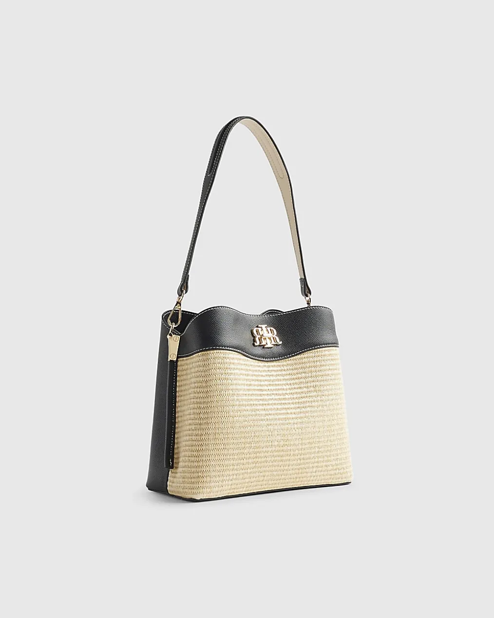 Beige Raffia Bucket Bag