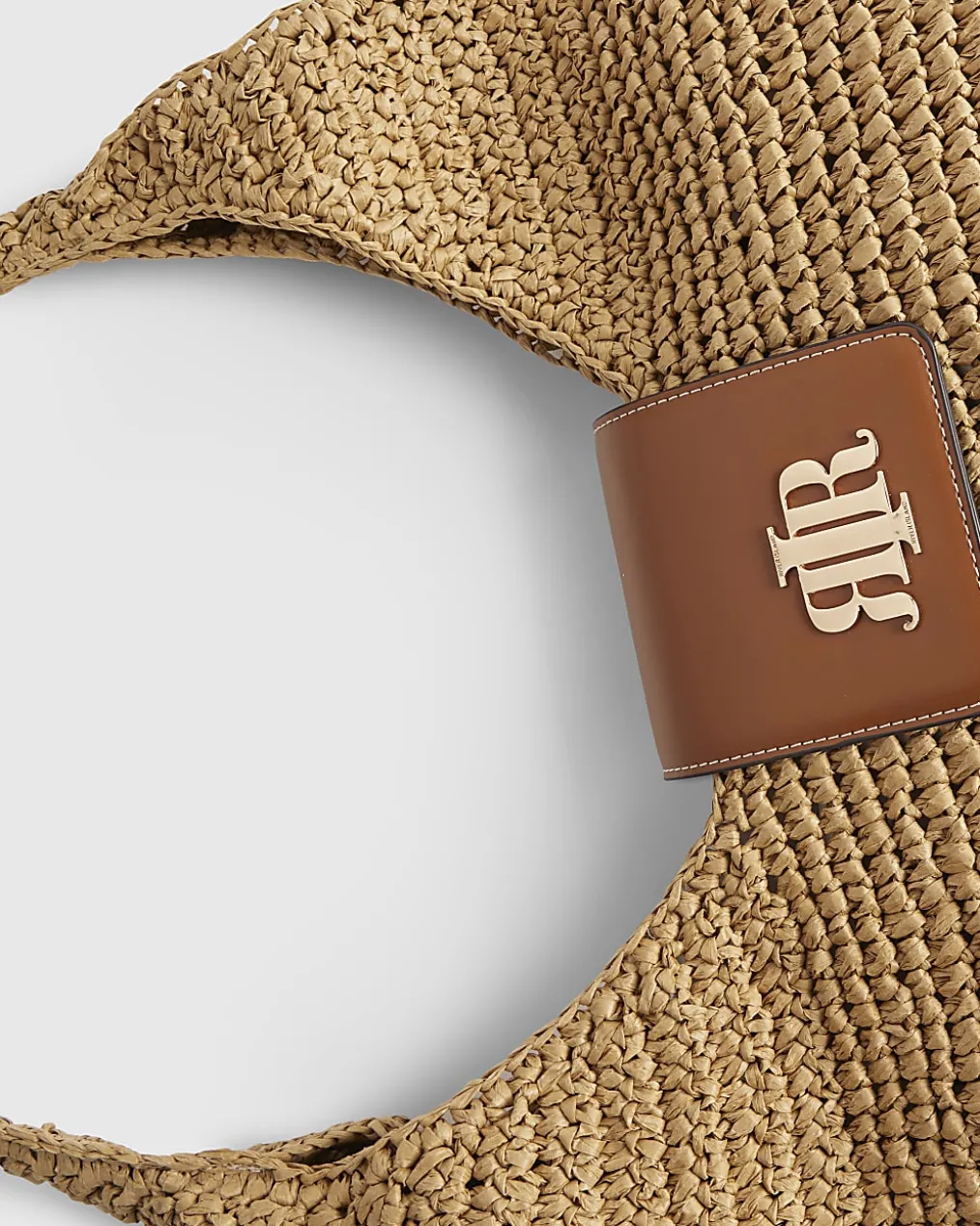 Beige Raffia Flap Front Shoulder Bag