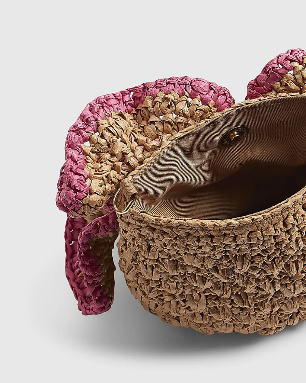 Beige Raffia Flower Bag