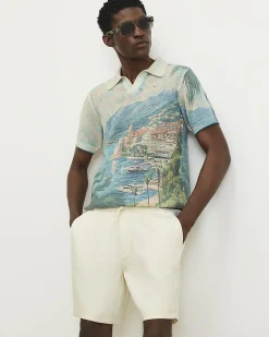 Beige Regular Fit Crochet Scenic Shirt