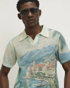 Beige Regular Fit Crochet Scenic Shirt