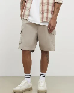 Beige Regular Fit Crosshatch Cargo Shorts