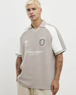Beige Regular Fit Football Polo Shirt