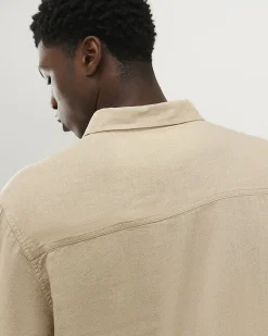 Beige Regular Fit Linen Blend Shirt