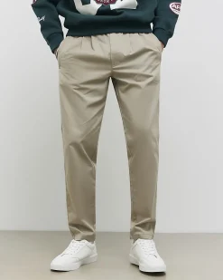 Beige Regular Fit Pleated Joggers