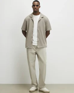 Beige Regular Fit Revere Short Sleeve Shirt