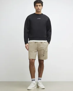 Beige Regular Fit Stretch Cargo Trousers
