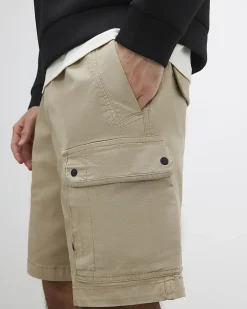Beige Regular Fit Stretch Cargo Trousers