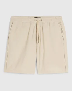 Beige Regular Fit Stretch Textured Shorts