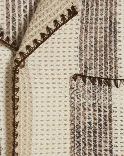 Beige Regular Fit Stripe Crochet Shirt