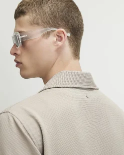 Beige Regular Fit Textured Shirt