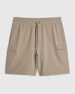 Beige Regular Fit Textured Cargo Shorts