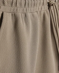Beige Regular Fit Textured Cargo Shorts