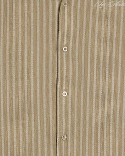 Beige Regular Fit Textured Stripe Shirt