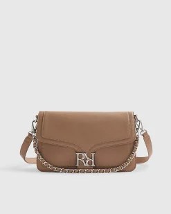 Beige RR Flap Front Shoulder Bag