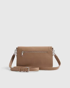 Beige RR Flap Front Shoulder Bag
