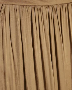 Beige Satin Cargo Trousers
