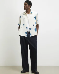 Beige Satin Floral Shirt