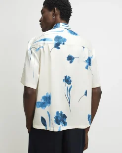 Beige Satin Floral Shirt