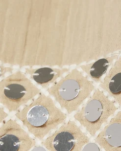 Beige Sequin Embellished Floaty Shorts