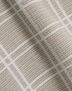 Beige Short Sleeve Checked Knit Polo Shirt