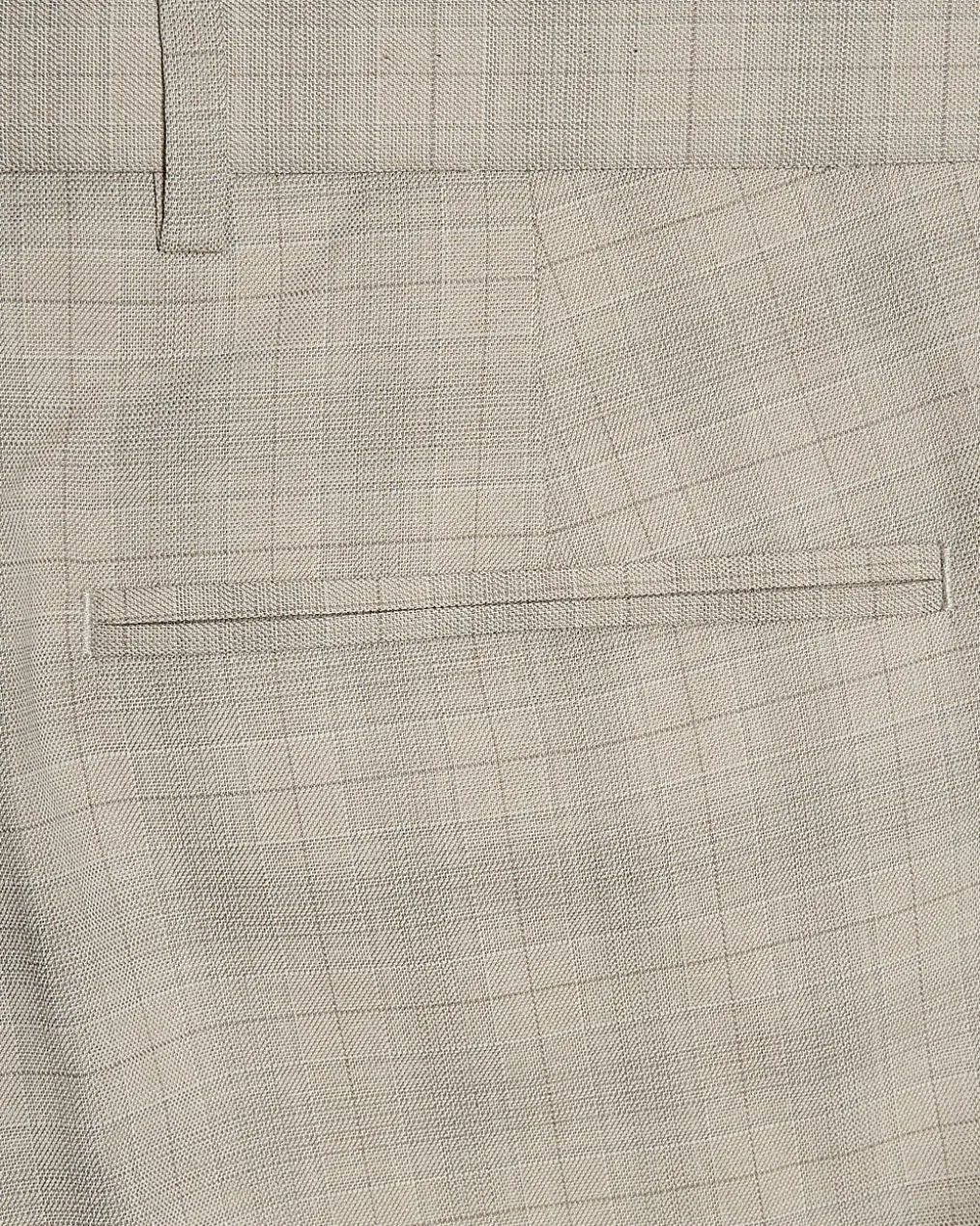 Beige Skinny Fit Stretch Check Suit Trousers