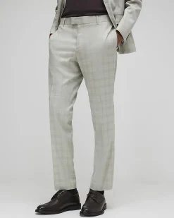 Beige Skinny Fit Stretch Check Suit Trousers