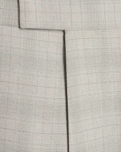 Beige Skinny Fit Stretch Check Suit Trousers