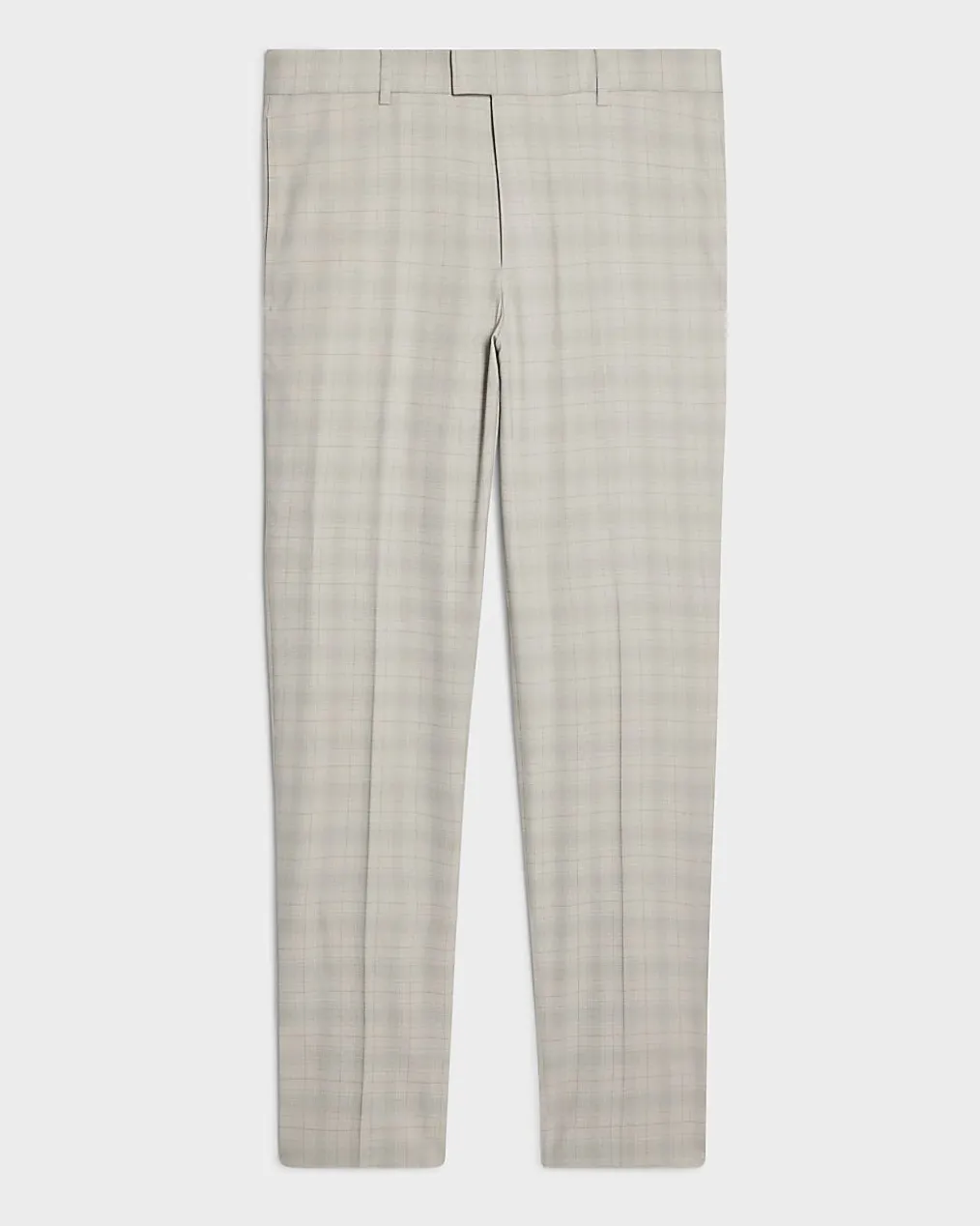 Beige Skinny Fit Stretch Check Suit Trousers
